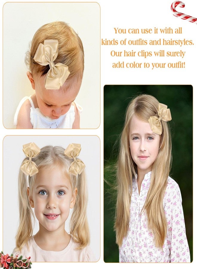 CN 4.5 Inch Gold Glitter Hair Bows for Girls Alligator Clips Sparkly Satin Hair Accessories for Kids Toddler Women on Birthday Wedding Christmas and Party - Image 4